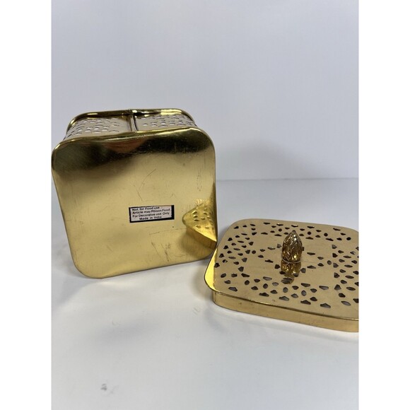 Brass Oriental Cricket Box Cage Pierced Cut‎ Out Metal Art 3.5”X 4” Trinket Box - Picture 6 of 8